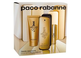 Komplekts vīriešiem Paco Rabanne: tualetes ūdens 1 Million EDT 100 ml + tualetes ūdens 1 Million EDT 10 ml + dušas želeja 75 ml cena un informācija | Vīriešu smaržas | 220.lv