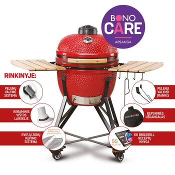 Keramikas grils Kamado Bono Media 52cm, sarkans cena un informācija | Grili | 220.lv