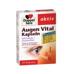 Uztura bagātinātājs Doppelherz Augen Vital caps. 30 kapsulas cena un informācija | Vitamīni, preparāti, uztura bagātinātāji labsajūtai | 220.lv