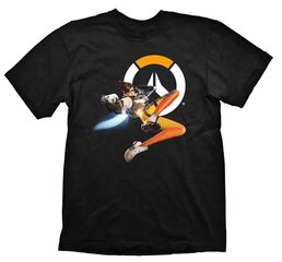 T-Shirt Overwatch Tracer, Black Size L cena un informācija | Datorspēļu suvenīri | 220.lv