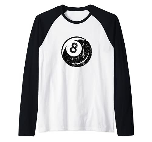 Divertente giocatore di biliardo da biliardo con 8 palle da Maglia con Maniche Raglan