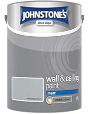 Johnstone&#39;s - Wall &amp; Ceiling Paint - Manhattan Grey - Matt Finish - Emulsion Paint - Fantastic Coverage - Easy to Apply - Dry in 1-2 Hours - 12m2 Coverage per Litre - 5L, Pack of 1