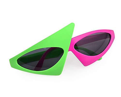 80s Asymmetric Glasses Hot Pink and Neon Green