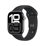 Apple Watch Series 10 [GPS 46mm case] Smartwatch with Jet Black Aluminium Case with Black Sport Band -...