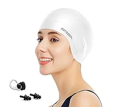 Swimming Cap, Silicone Swim Cap for Women Men, Durable Non-Slip Waterproof Swim Cap Protect Ears, Long Hair for Adults, Old…