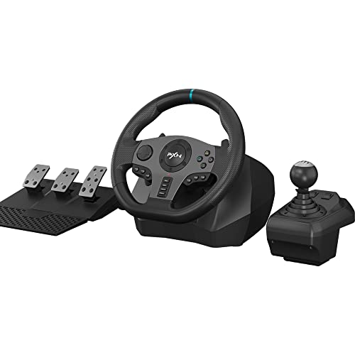 PXN V9 Steering Wheel Gaming for PC,Gaming Steering Wheel 270/900 Degree Racing Wheel with Pedals and Shifter for Xbox One, Xbox Series S/X, PS4, PS3, Switch