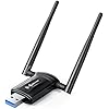 USB WiFi Adapter for Desktop PC - Nineplus 1800Mbps Wi-Fi 6 USB 3.0 Wireless Adapter for PC WiFi Antenna for Win11/10 WiFi Dongle for Desktop PC Laptop 802.11ax Internet Network Card WiFi USB (Black)