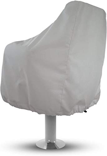 Sun-Protect Marine Canvas Boat Seat Cover, White Weather Resistant Fabric Protects Captains Chair from The Elements