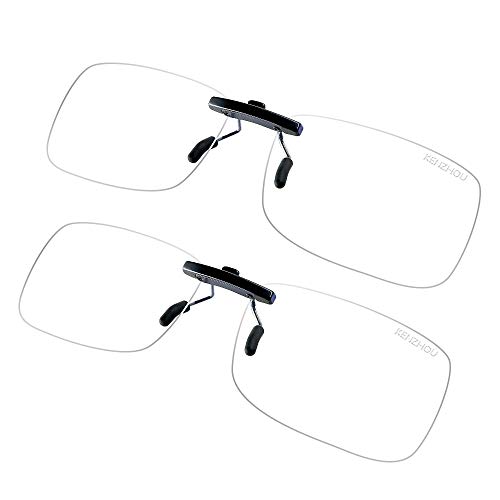 blue blocker clip on glasses - Clip-on Blue Light Blocking Glasses Unisex 99.9% Anti Blue Ray Computer Glasses 2 Pack (Transparent)