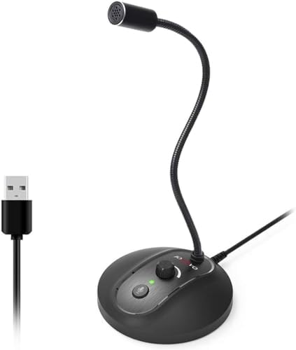 JOUNIVO USB Computer Microphone with Mute Button, Plug&Play Condenser, Desktop, PC, Laptop, Mac, PS4 Mic -360 Gooseneck Design -Recording, Dictation, YouTube, Gaming, Streaming