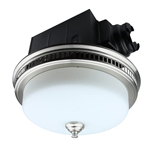 bathroom exhaust fan round - Ultra Quiet 110 CFM Round Exhaust Bathroom Fan with Light and Nightlight Brushed Nickel (3x9W GU24 Base LED Bulbs and 1pcs E12 Nightlight Included) by Akicon