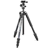 Manfrotto Element MII MKELMII4BK-BH, Lightweight Aluminium Travel Camera Tripod, with Carry Bag, Arca-Compatible Ball Head, 4-Section Legs, Twist Locks, Load up 8kg, for Mirrorless, DSLR,Black