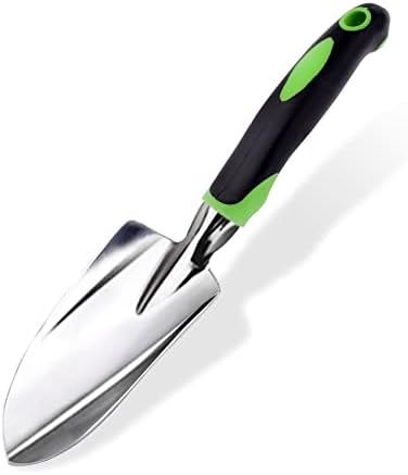 Garden Trowel & Hand Wide Shovel Pointed with Soft Rubberized Non-Slip Ergonomic Handle for Planting, Transplanting, Weeding, Moving and Smoothing Soil - Gardening Gift