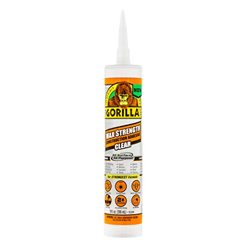 Gorilla Max Strength Clear Construction Adhesive, 9 Ounce...