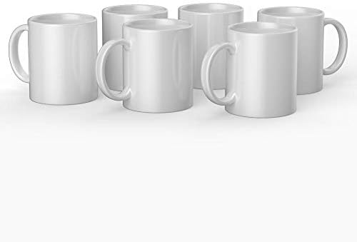 Cricut Beveled Blank, Ceramic-Coated, Dishwasher & Microwave Safe Mug to Decorate, Mug Press & Infusible Ink Compatible,12 Oz Sublimation, Ideal for Crafts and Printing, 6 Count, White