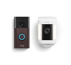 All-new Ring Battery Doorbell with Ring Spotlight Cam Plus Battery (White)