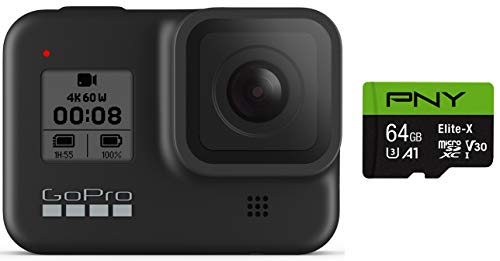 GoPro HERO8 Black + PNY Elite-X 64GB U3 microSDHC Card (Bundle)