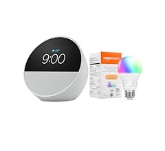 Echo Spot with Amazon Basics Smart Color Bulb