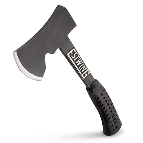 ESTWING Camper's Axe - 14' Hatchet with Forged Steel Construction & Shock Reduction Grip - EB-25A