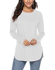 Newchoice Women&#39;s Casual Batwing Long Sleeve T Shirt Round Neck Basic Loose Tunic Tops