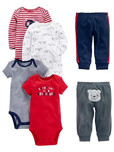 Simple Joys by Carter's Baby Boys 6-Piece Little Character Set, Red/Navy Bear,...