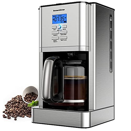 app controlled coffee maker - 12 Cup Programmable Stainless Steel Drip Coffee Maker Machines Built in Hot Preservation Board Coffee Pot with Glass Carafe Permanent Filter Basket 60 Oz-(Light Model)-NEW CM8903