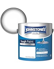 Johnstone&#39;s - Bathroom Paint - Brilliant White - Mid Sheen Finish - Stain Blocker Paint - Use in Moist &amp; Damp Areas - Low Odour - Dry in 1-2 Hours - 12m2 Coverage per Litre - 2.5L