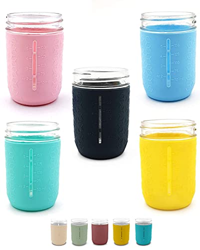 alabama mason jar shirt - minliving Silicone Mason Jar Sleeve, Kids Cup Holder 5 Pack Value Combo Anti-slip protection - Fits 8oz REGULAR mouth Jelly Canning, Ball and Kerr Jars (Colorful Combo)