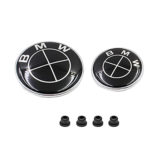 bmw mini emblem cooper - Autaces 2pcs 82mm Hood Emblem / 74mm Trunk Emblem,Replacement for B,W-;M X3 X5 X6 3 4 5 6 7 8 Series 325i 328i E46 E30 E36 E34 E38 E39 E60 E65 E90 (Black), Hood /Trunk Emblem