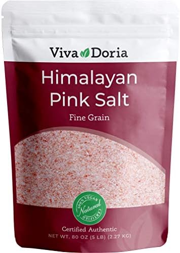 Viva Doria Himalayan Pink Salt, Fine Grain, Certified Authentic, 5 lb (2.27 Kg)