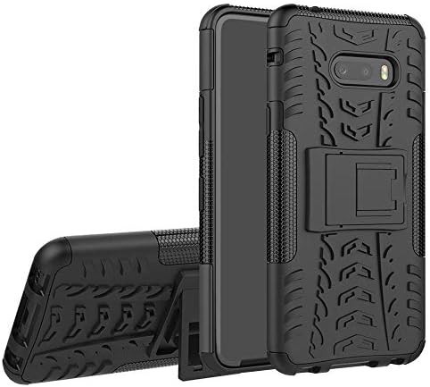 Newlike Plastic LG G8X ThinQ Shock Proof Duel Layer Hybrid Armor Back Cover Case with Kickstand Wheel Pattern ForLG G8X ThinQ (Black)