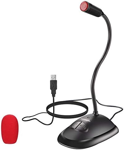 USB Computer Microphone, Plug&Play Cardioid Condenser PC Laptop Mic, On/Off and Mute Buttons with LED Indicator, Compatible with Windows/Mac, Ideal for YouTube,Zoom,Recording,Games (6ft)