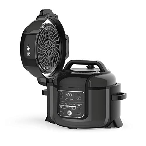 Ninja OP302 Foodi 9-in-1 Pressure, Broil, Dehydrate, Slow Cooker, Air Fryer, and More, with 6.5 Quart Capacity and 45 Recipe Book, and a High Gloss Finish