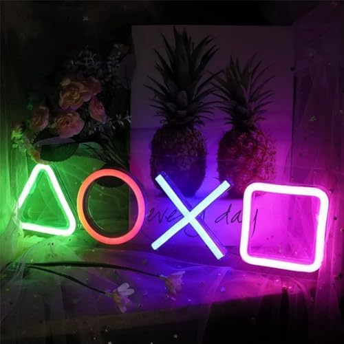 Zmmyuluo Neon Sign 1 Pcs Game Room Neon Signs 16.5" × 5.1" Colorful LED, USB/Switch Neon Lights Adjustable Brightness Led Neon Sign Lights for Game Room Bar Bedroom Home Decorations(Geometry)