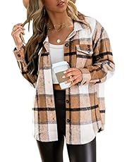 AUTOMET Womens Fall Outfits Fashion Clothes Shackets Flannel Plaid Button Down Long Sleeve Shirts Jackets