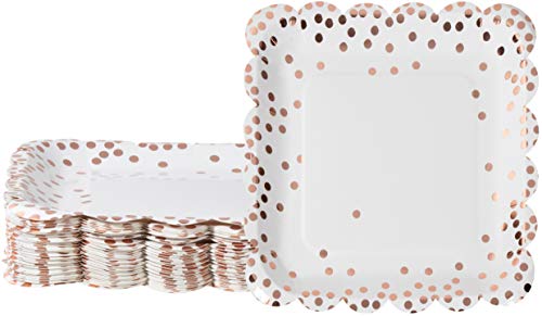 Rose Gold Plates with Scalloped Edging (9 x 9 In, 48-Pack)