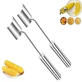 Corn Peeler, corn stripper，Corn on the Cob Remover, Long Handle stainless steel corn stripping tool,corn shucker off the cob,corn scraper, corn cob stripper tool，Home Kitchens Outdoor Dining (2 Pcs)