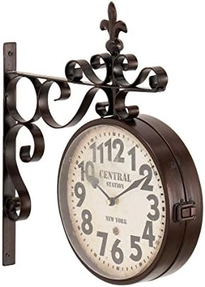 Deco 79 Metal Vintage Style Wall Clock with Scroll Designs, 15" x 3" x 16", Black