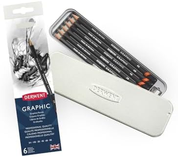 Derwent Graphic Pencils, Includes Tin and Sharpener, Set of 6 (0700835)