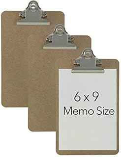 Trade Quest Memo Size 6'' x 9'' Clipboards Standard Clip Hardboard (Pack of 3) (Pen Not Included - for Scale Only)