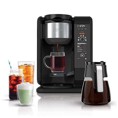 app controlled coffee maker - Ninja Hot and Cold Brewed System, Auto-iQ Tea and Coffee Maker with 6 Brew Sizes, 5 Brew Styles, Frother, Coffee & Tea Baskets with Glass Carafe (CP301)