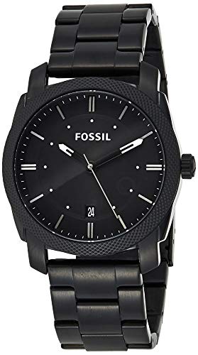 Fossil Men's Machine 3H Quartz Stainless Three-Hand Watch, Color: Black, Black Dial (Model: FS4775)