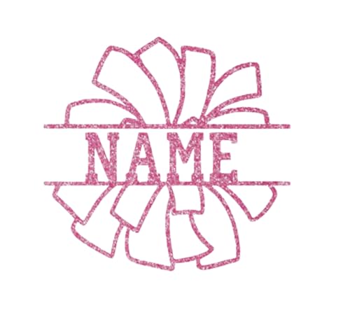 Custom Personalized Cheer Pom Pom Iron-On Decal, Cheerleading Squad Fans Family Tshirt Transfer, HTV Graphic Vinyl Patch for Do-It-Yourself Crafts, Iron on in 5 min (Flamingo Pink Glitter)