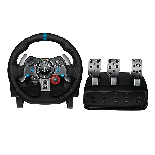 Logitech G29 Driving Force Racing Wheel and Floor Pedals, Real Force Feedback, Stainless Steel Paddle Shifters, Leather Steering Wheel Cover for PS5, PS4, PC, Mac - Black