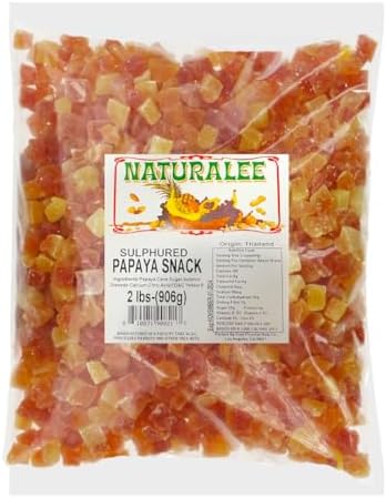 Naturalee Dried Papaya Snack 2 lb - Diced, Sulphured - Packed with Plant Based Energy