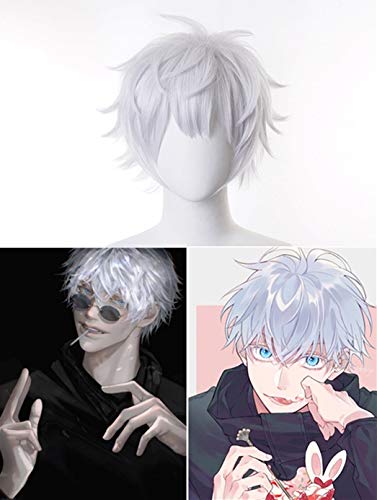 Buy QHQ-SHININGLIFI Gojo Satoru White Short Pixie Cut Wig for Anime ...