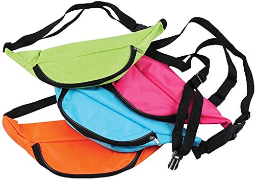 12 x Assorted Neon fanny Packs for 80s Group Dress-Up