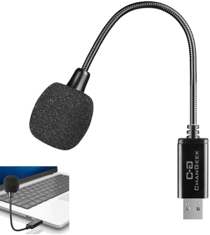 C G CHANGEEK Mini USB Microphone for Laptop and Desktop Computer, with Gooseneck & Universal USB Sound Card, Compatible with PC and Mac, Plug & Play, Ideal Condenser Mic for Remote Work, Online Class