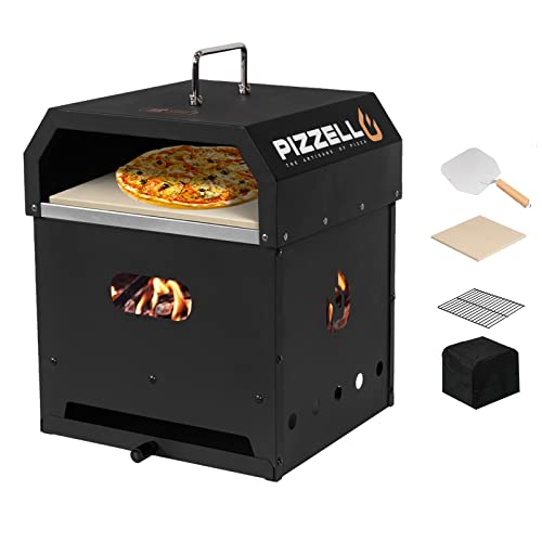 wood stone pizza oven - PIZZELLO 4 in 1 Outdoor Pizza Oven Wood Fired 2-Layer Detachable Outside Ovens With Pizza Stone, Pizza Peel, Cover, Cooking Grill Grate