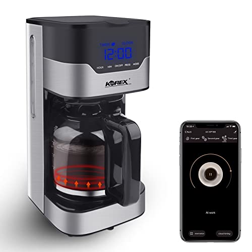 app controlled coffee maker - Smart Coffee Maker, Korex 1.5L Drip Filter Coffee Machine Easy Programmable Connectivity with APP Alexa Glass Carafe Reusable Filter Anti-Drip Function Boil-Dry Protection 900W